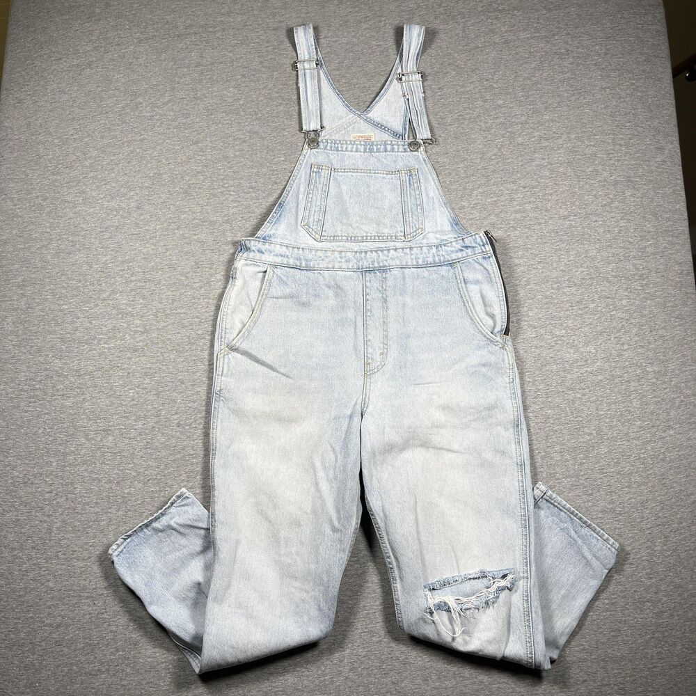 Levi's Jeans Womens 32 Blue Light Wash Relaxed Tapered Distressed Bib Overall